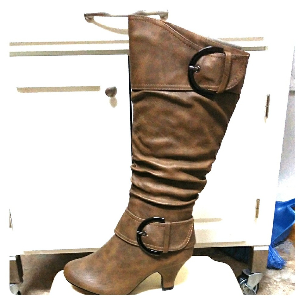 New women's mid-calf 2 buckle fashion dress boot